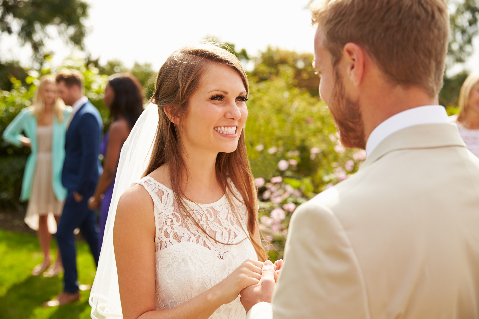 Romantic Young Couple Getting Married Outdoors